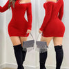 Women's Clothing Hollow Hot Drilling Midi Dress Long Sleeve Solid Color Sexy Bodycon Fashion Summer Dress