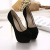 Sexy Club Suede Womens Black High Heels 16cm Stiletto Shoe Female Waterproof Stripper Flock Pumps Ladies Shoes Plus Size 45