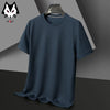 Men's New Waffle Round Neck Short Sleeved T-shirt Summer Comfortable Top