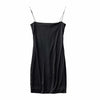 Black Sexy Dress Spaghetti Strap High Waist Sheath Club Dresses Women Short Summer Mini Sleeveless Dress QT025