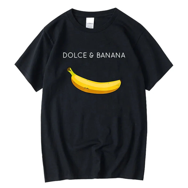 Summer Men's T-shirt High Quality 100% Cotton Funny Banana Printing Casual Loose O-neck Men Short Sleeve T-shirt Male Tees Tops