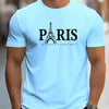 Men's 100% pure cotton summer loose size PARIS letter pattern print casual comfortable round neck short sleeved T-shirt top