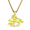 Big Horse With Pony Pendant Necklace for Women Men Stainless Steel Animal Running Horse Hollow Necklaces Jewelry Birthday Gifts