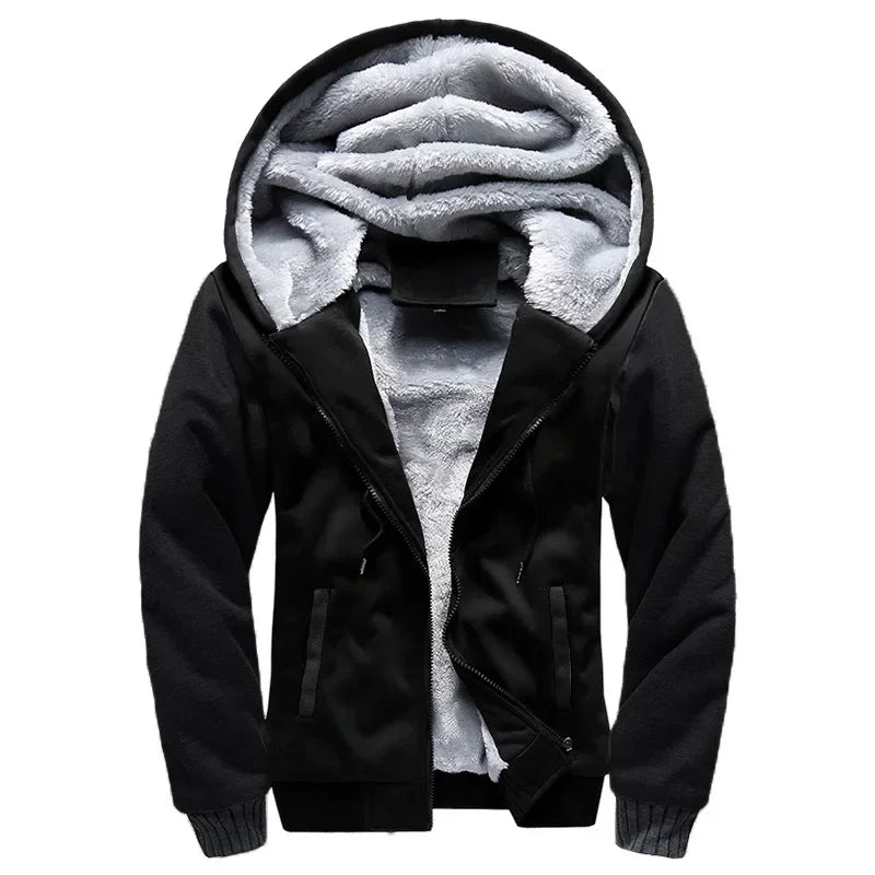 Winter Hoodie Thick Warm Jacket Men's Hoodies Patchwork Warm Sweatshirt Casual Camouflage Zipper Jackets Long Sleeve Streetwear