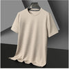 Men's New Waffle Round Neck Short Sleeved T-shirt Summer Comfortable Top