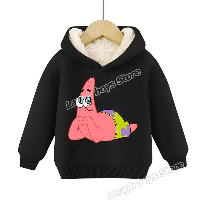 SpongeBob SquarePants Pullover Hoodie Patrick Star Hooded Sweatshirt Heavyweight Fleece Casual Long Sleeve Shirts Birthday Gift