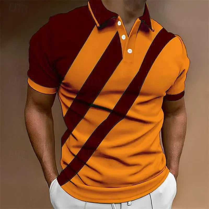 Spring and summer men's 3D printed golf polo shirt men's clothing casual business short sleeved loose oversized T-shirt high-end