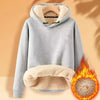 Plush Hooded Pullover For Women Fall And Winter Warm Hoodie Casual Solid Color Hoodies Round Neck Long Sleeves Female Fleece