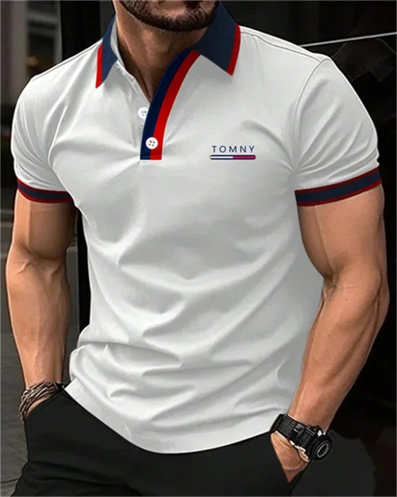 Fashion Men's Polo Shirt Summer Simple Versatile Street Clothing Business Loose Leisure Breathable Lapel Short sleeve Men's Top