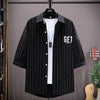 Summer Fashion Striped Plus-Size Short-Sleeved Shirt Set Men's Casual Relaxed Breathable High-Quality Two-Piece Set M-8XL