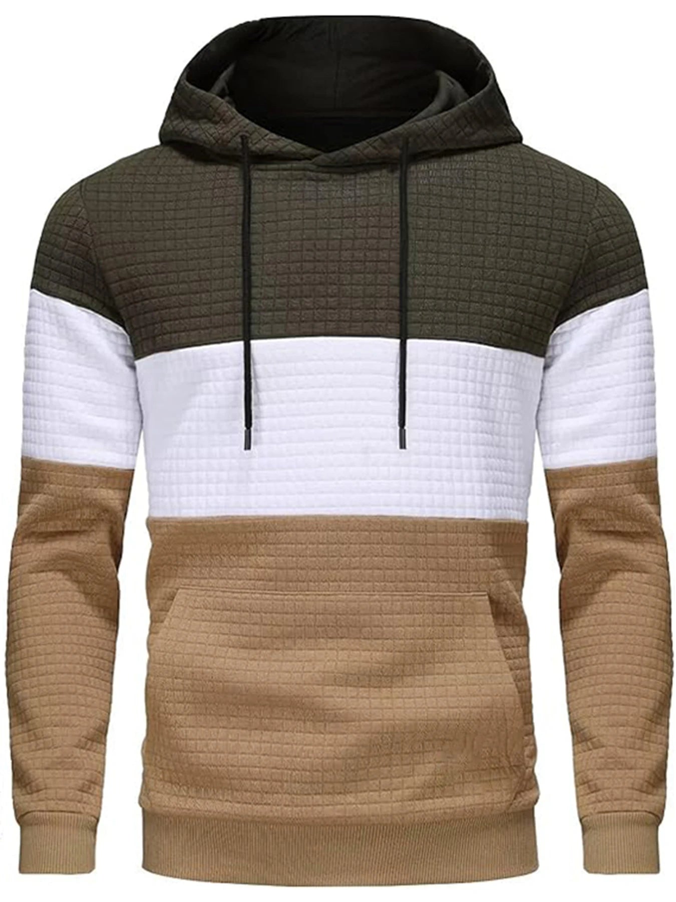 Fashion men's hooded zipper splicing color sports top Waffle insulation casual wear hooded sports top zipper comfortable hoodie