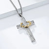 Men Jesus Christ Cross Necklace Stainless Steel Pendant Chain Crown of Thorns