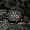 Alloy Quartz Bracelets Casual Leather Strap Cool Black