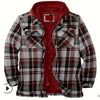 Mens Long Sleeve Winter Hooded Coats Fleece Lined Flannel Plaid Shirts Jacket Button Down Sherpa Jackets with Hood