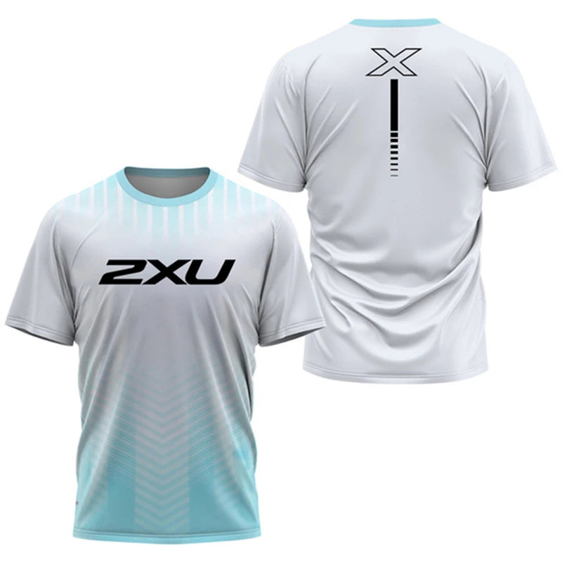 Fashion Men's T Shirt Summer Outdoor Run Fitness Breathable Short Sleeve Letter Badminton Tennis Training Dress Loose O-Neck Top