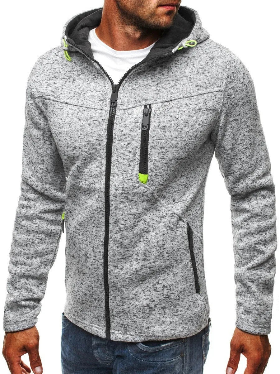 Men's Hoodie with Side Zipper Pockets Thin Wool Solid Color Tracksuit Casual Everyday Outdoor Hooded Tracksuit Long Sleeves