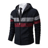 new men's autumn and winter sweater coat trend color matching hooded sweater