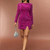 D&M Sexy Backless Bodycon Dress Long Sleeve Sequins Elegant Party Dresses Women Mini Dresses