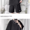 Men's Sports Suit Korean High Street Fashion T-shirt Shorts Two-piece Set Men Retro Neck Top Designer Clothes Men