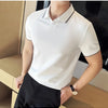 Men Polo Shirt Thin British Style Solid Casual Slim Fit Short Sleeved Top T-shirt Fashion Streetwear Men Clothing