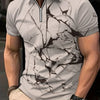 Stripe Print Short Sleeved Shirt Flip Collar Large Casual Shirt Men's Polo Shirts