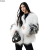 ZVAQS Natural Raccoon Fur Coat Women Winter Luxury Clothes White V Neck Fur Jacket Old Money Style Outerwears 2024 шуба женская