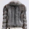 FURHYCFOX Hot sales Fashion New Women's Winter Warm Natural Fur Jackets Lady Luxry Crop Coat Turn-down Collar Fox Fur Coats