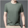 Men's New Summer Waffle round Neck Short Sleeve T-Shirt Comfortable Breathable Short-Sleeved Top for Casual Wear