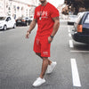 Simple Men's T-shirt and Shorts 2-piece Set Fashion Street Leisure Comfortable and Breathable Short Sleeve Set