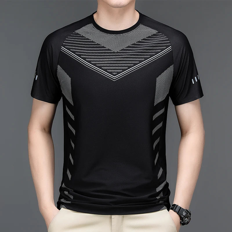 Quick Dry Sport Fashion T Shirt Men'S Short Sleeves Summer Casual Black White OverSize 3XL Top Tees GYM Tshirt Clothes