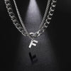 Stainless Steel Double Layer Necklaces for Men Women Simple 26 Letter Pendant Necklace Fashion Women's Jewelry for Party Gift