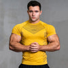 Summer Men's Fitness Training Short Sleeve Solid Color Shirt Gym Round Neck Bodybuilding Tight Cotton Quick Drying T-shirt