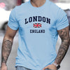 Summer men's 100% pure cotton casual loose fit plus size London England pattern printed round neck short sleeved T-shirt top