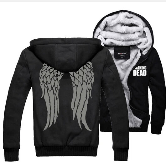 The Walking Dead Hoodie Zombie Daryl Dixon Wings Warm Winter Fleece Zip Up Clothing Coat Sweatshirts Clothes