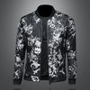 Minglu Autumn Winter Stand Collar Men's Jackets Luxury Pattern Pattern Long Sleeve Business Casual Male Coats Plus Size 5XL