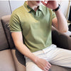 Men Polo Shirt Thin British Style Solid Casual Slim Fit Short Sleeved Top T-shirt Fashion Streetwear Men Clothing