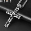 KISMIS 1PC Stainless Steel Cross Necklace Pendant Jewelry Catholic and Christian Jesus Amulet