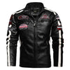 Autumn Winter Fleece Men's Motorcycle Leather Jacket Embroidery Racing Coat Windbreaker Outwear Faux Leather Biker Jacket