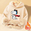 Snoopys Baby Sweatshirt Thickened Fleece Girl Hoodie Cartoon Clothes Long Sleeve Winter Warm Cashmere Hoodie Tops Jacket Kid New