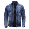 ABOORUN Fleece Denim Jacket Men Streetwear Motorcycle Biker Coats Slim fit Jackets Male Clothes