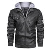 Spliced PU Leather Jackets Zipper Hooded Men Faux Leather Long Sleeve Solid Pockets Cardigan Loose Coat High Street 2024