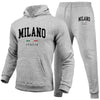 Men's Sports Hoodie Set Luxury Milan Print Sweatshirt Sweatpants Hooded Top Jogger Pants Casual Streetwear Sportswear