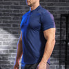 Men's Fitness Ice Silk Sports Tight Tops Running Training Dry Fit Short Sleeve with Half Zip Bodybuilding Tee Muscle Fit T-shirt