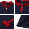 Men's long sleeved polo shirt, spring and autumn casual sports breathable top, men's fashion patchwork polo shirt