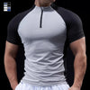 Men Compression Running Zipper Polo T Shirt Fitness Tight Sport Tshirt Training Jogging Shirts Gym Elastic Quick Dry Rashgard