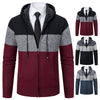 new men's autumn and winter sweater coat trend color matching hooded sweater