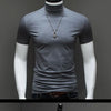 Fashion Men's Summer Korean Style Plus Size Harajuku T-Shirt Short Sleeve High Neck Turtleneck Slim Fit Luxury Clothing Male