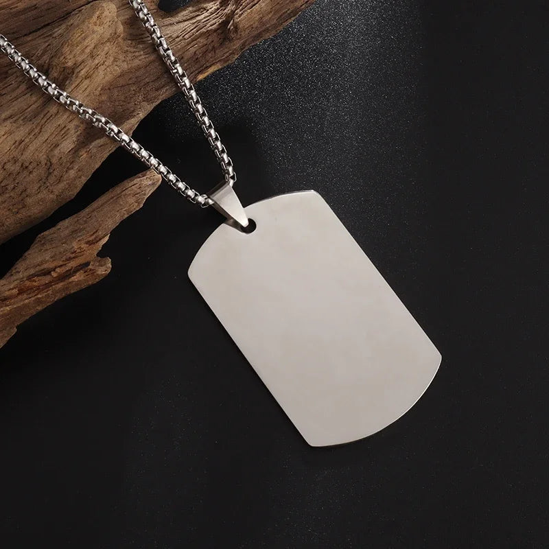 Hip Hop Military Style Stainless Steel Dog Tag Pendant Necklace for Men Women Gold Plated Personalized Id Card Name Jewelry