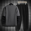 Spring and Autumn New Fashion Long-Sleeved T-shirt Set Men's Casual Relaxed Comfortable Breathable Sports Two-Piece Set