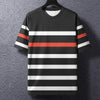 Summer Men's T-Shirt Stripe Print Crew Neck Pullover Business Casual Short Sleeve Tops Men's Casual Oversized Tees Fashion Tops